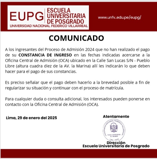 COMUNICADO CONSTANCIA DE INGRESO 2024