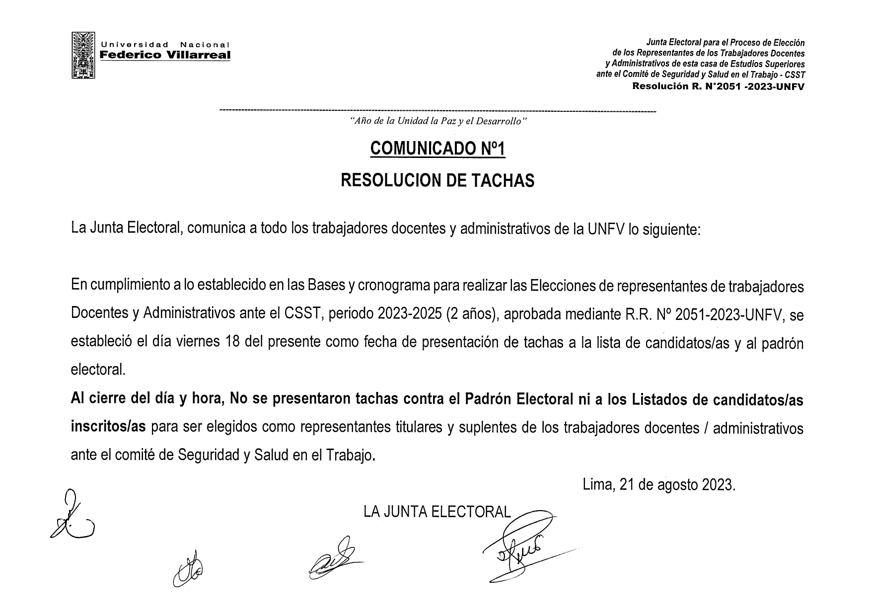 comunicado1 resolucion tachas