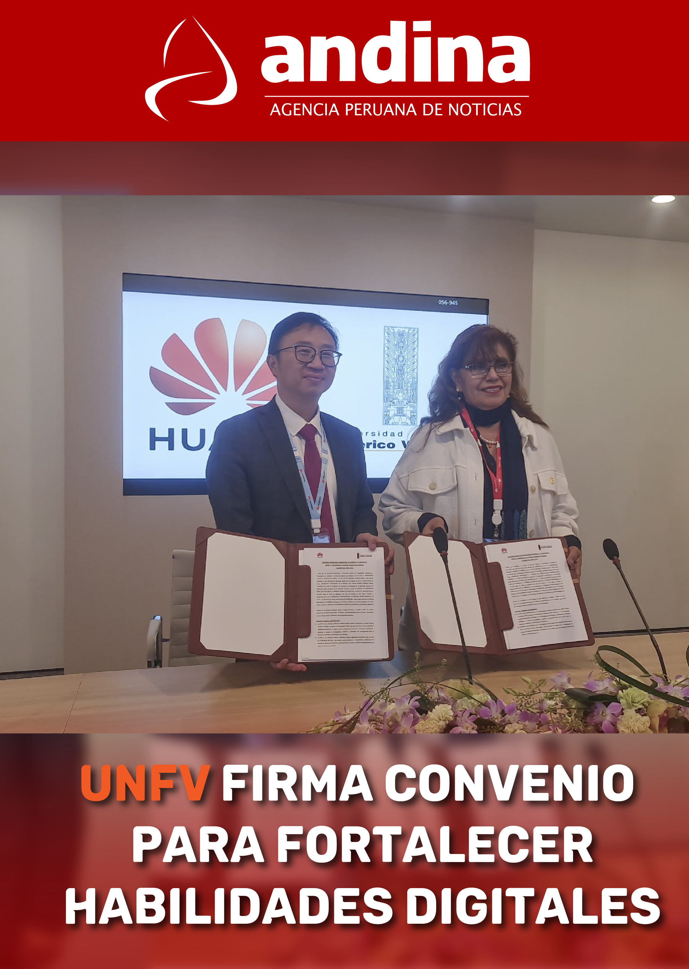 Andina firma de convenio Huawei