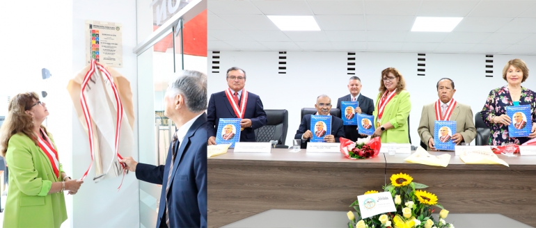 Inauguran remodelado auditorio de la facultad y presentan libro del decano