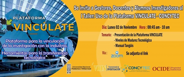 Taller: Uso de la Plataforma Vincúlate - Concytec